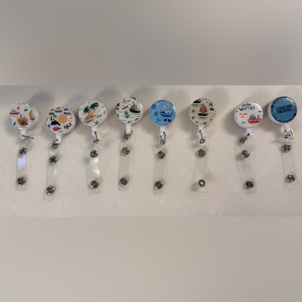 Set of 8 Nautical Themed retractable Badge Reels